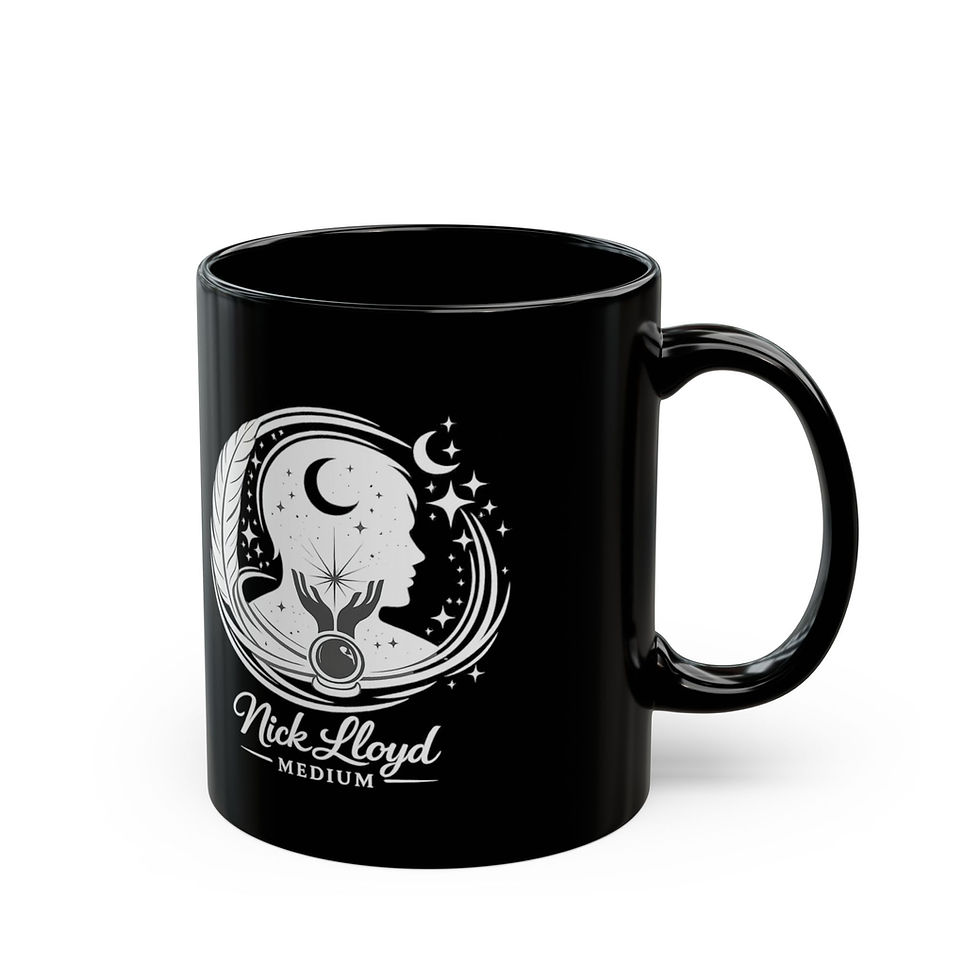 Thumbnail: Mystic Medium Coffee Mug — 'Nick Lloyd Medium' Black 11oz/15oz Spiritual Tea Cup