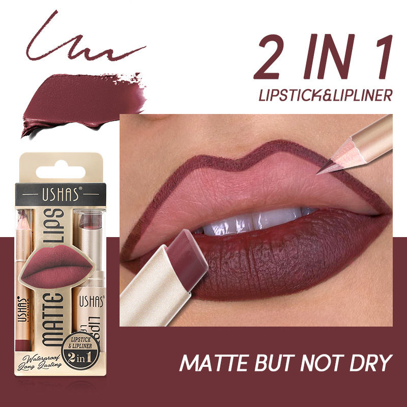 Thumbnail: USHAS 12 Color Lip Liner + LIPSTICK Set Easy Coloring Matte Lipstick Long lastin