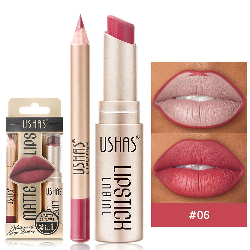 Thumbnail: USHAS 12 Color Lip Liner + LIPSTICK Set Easy Coloring Matte Lipstick Long lastin
