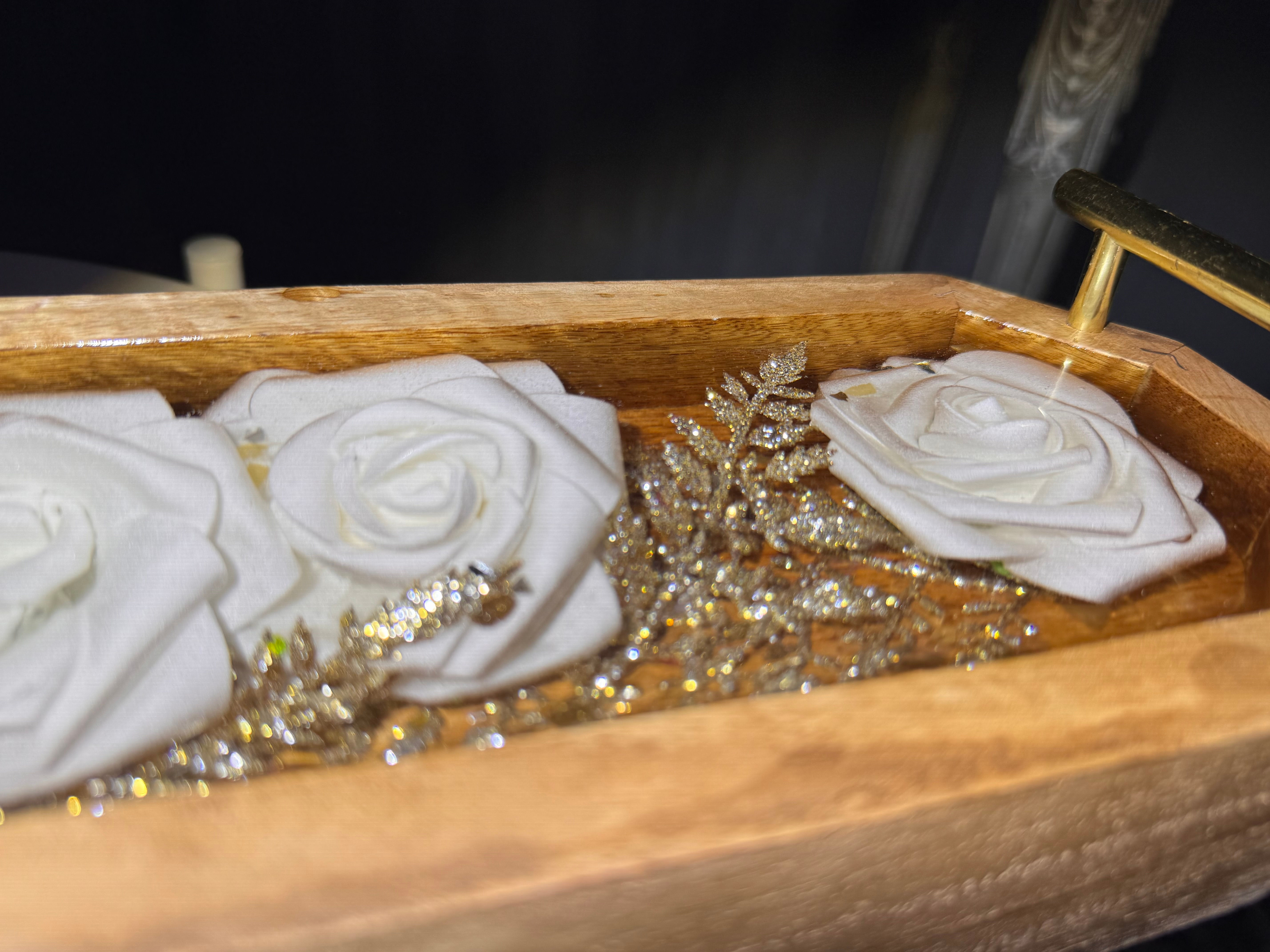 White Rose Rustic Tray