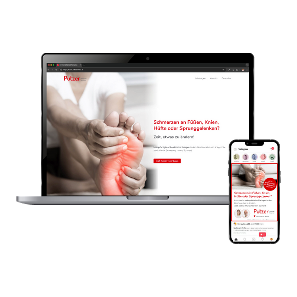 Mockup von Webseite Putzer Orthopädie by marketing-masterplan.com