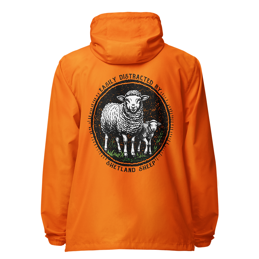 Thumbnail: Easily Distracted By Shetland Sheep Unisex Lightweight Zip Up Windbreaker