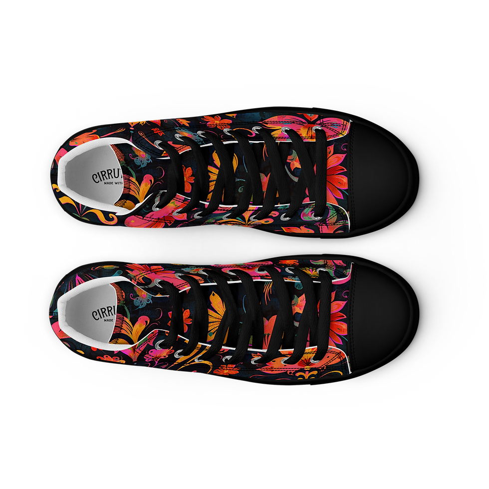 Thumbnail: Folk Art Flowers Women’s High Top Canvas Shoes