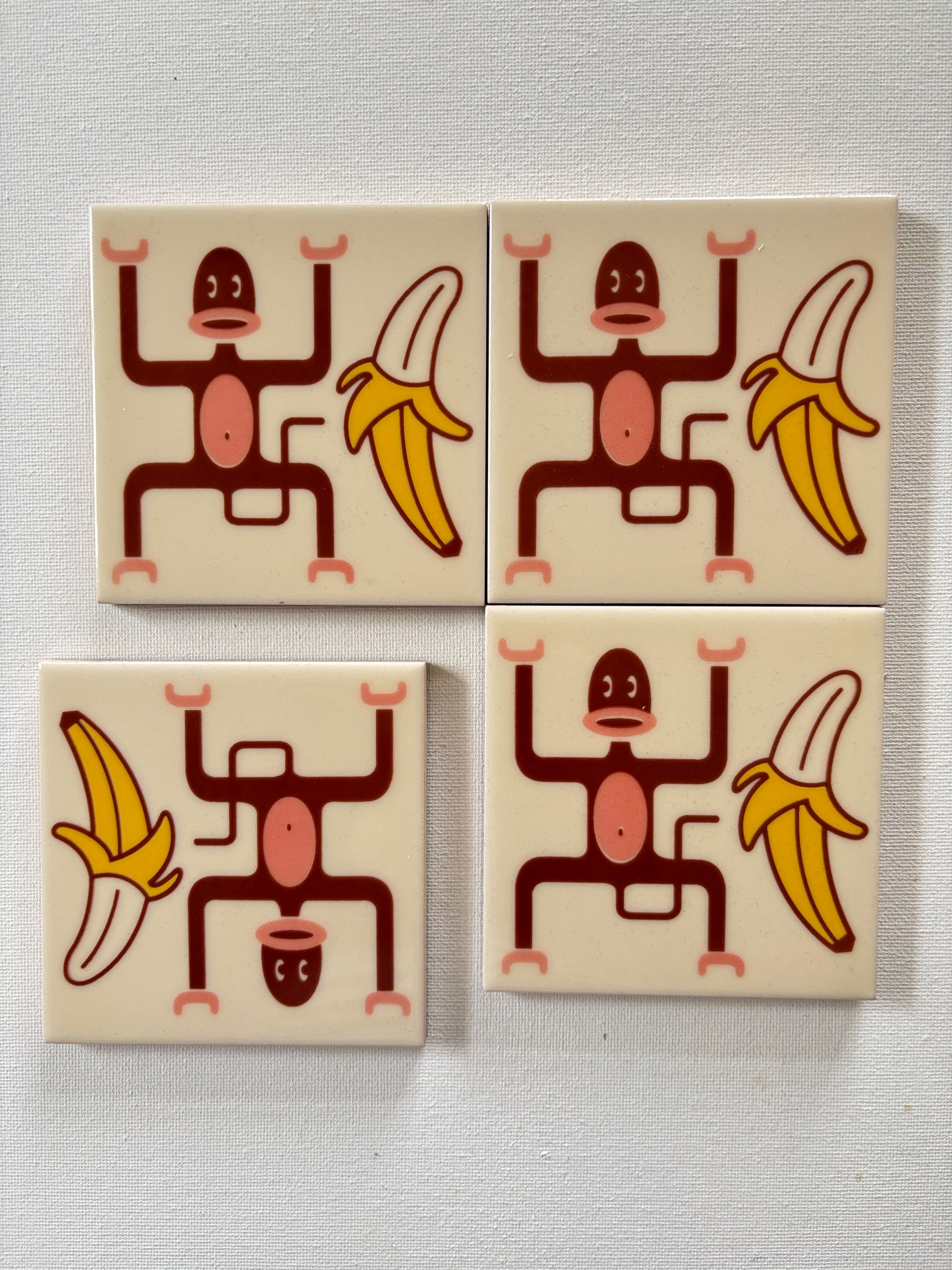 Monkeys and Bananas Tiles Coasters