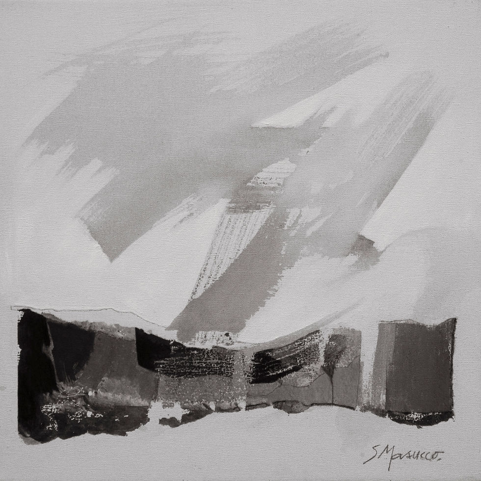 cuadro al óleo sobre lienzo en blanco y negro