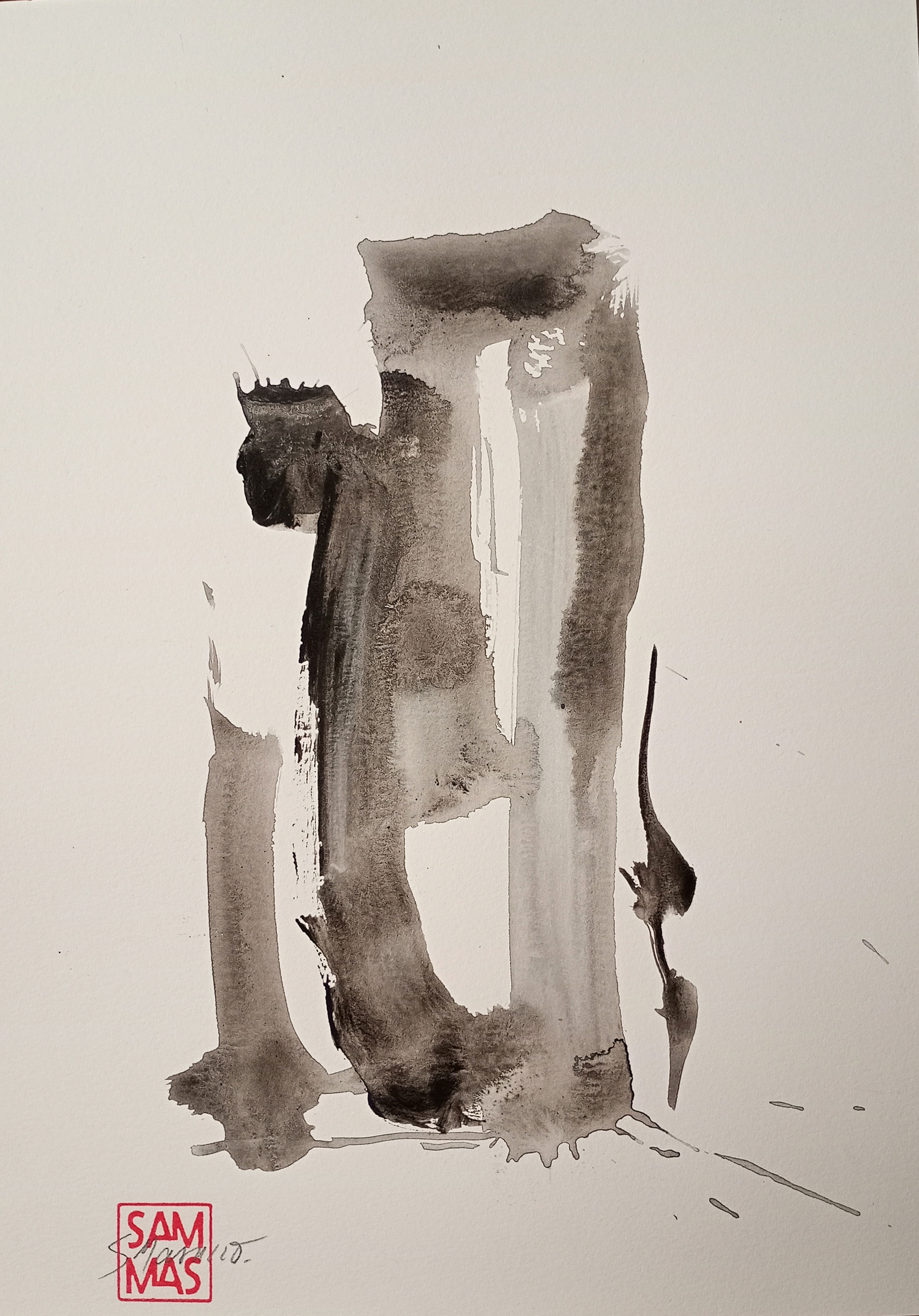 Obra de arte abstracta en tinta