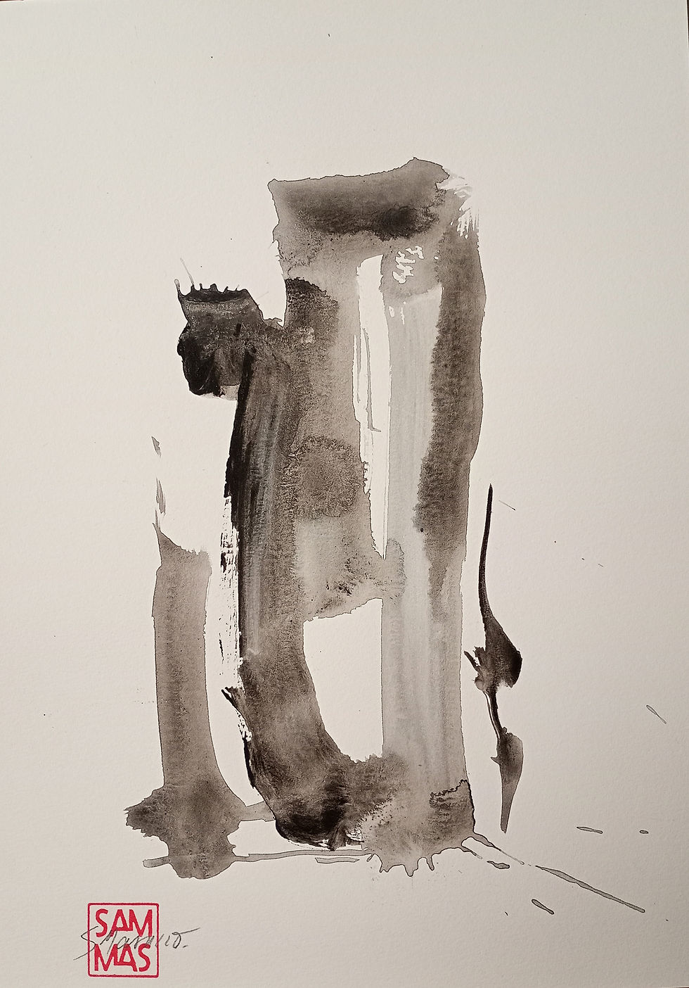 Obra de arte abstracta en tinta