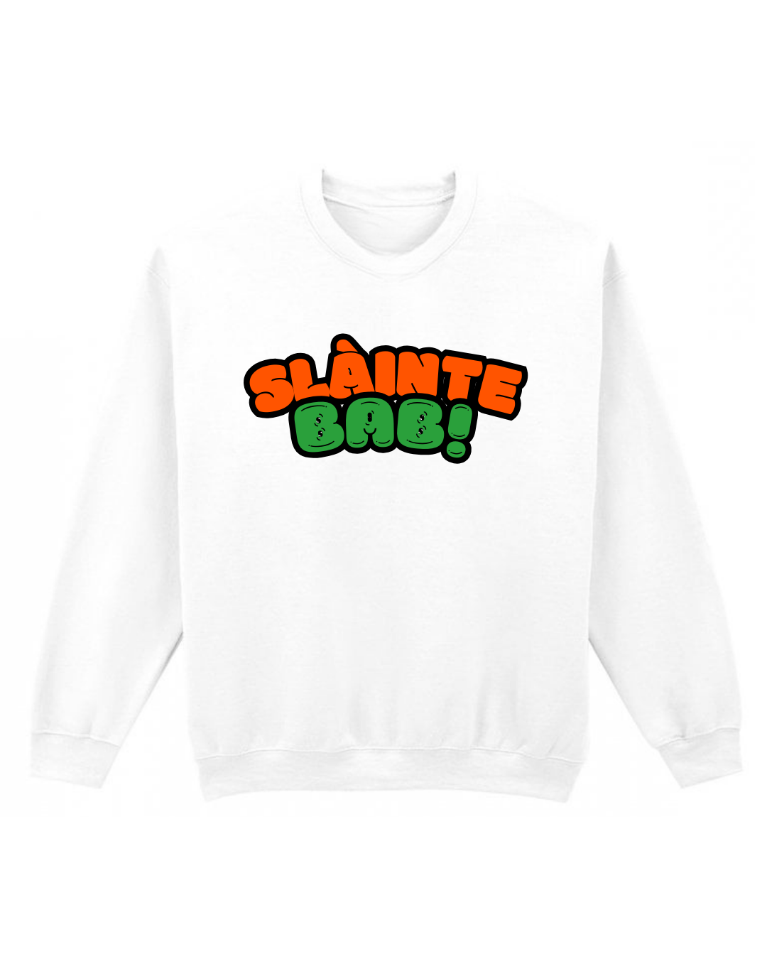 SLAINTE BAB BUBBLE ORANGE & GREEN TEXT SWEATSHIRT