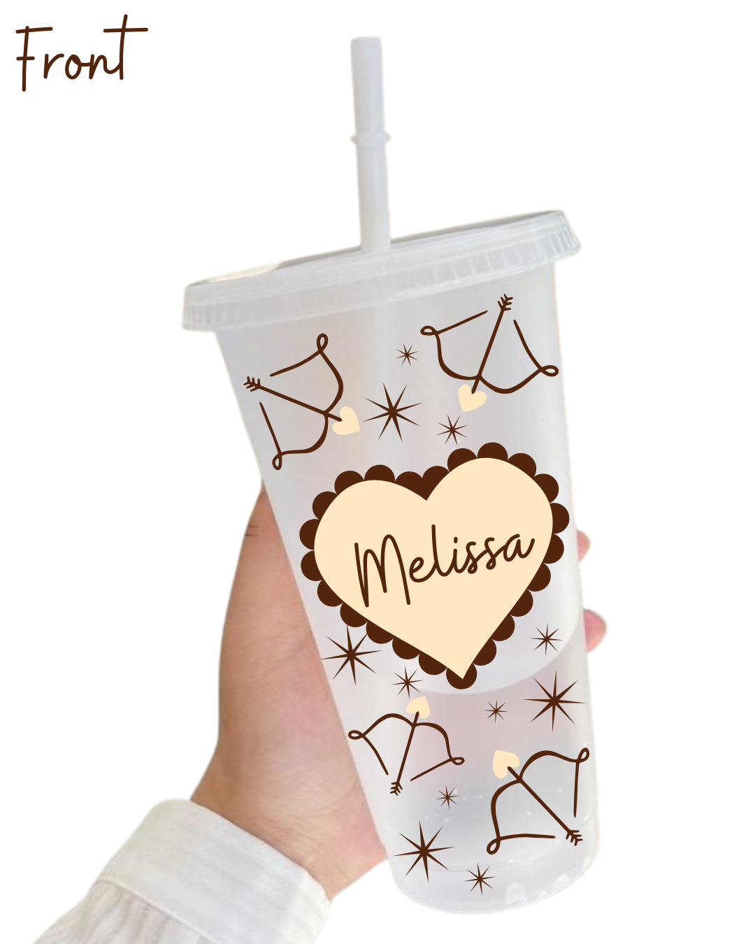 Cream Valentine Personalised Reusable Plastic Cup