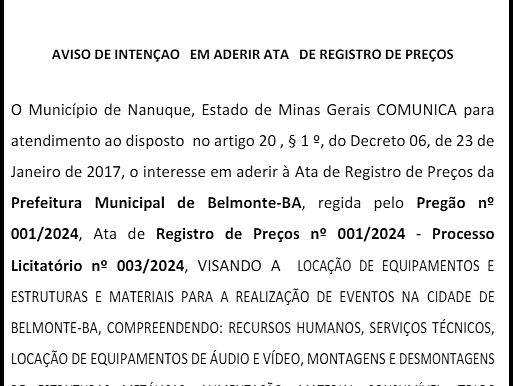 PREFEITURA MUNICIPAL DE NANUQUE