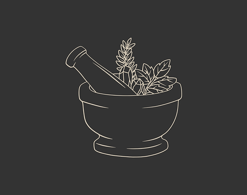 Mortar and Pestle with Herbs