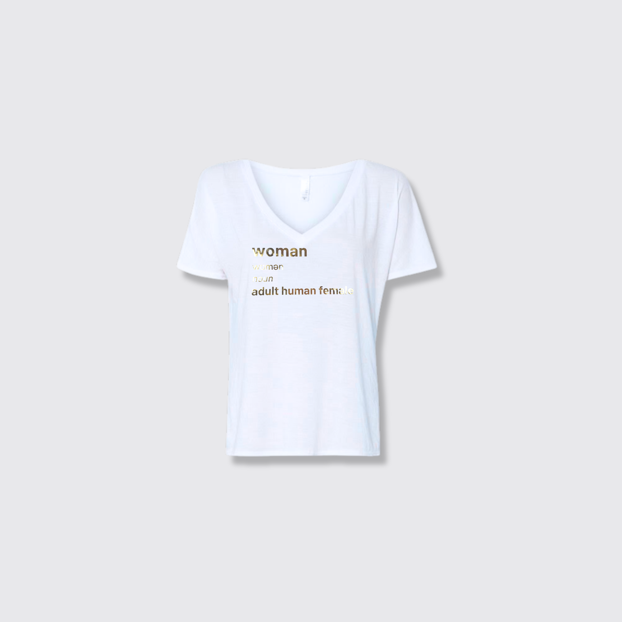 Woman definition white slouchy v-neck