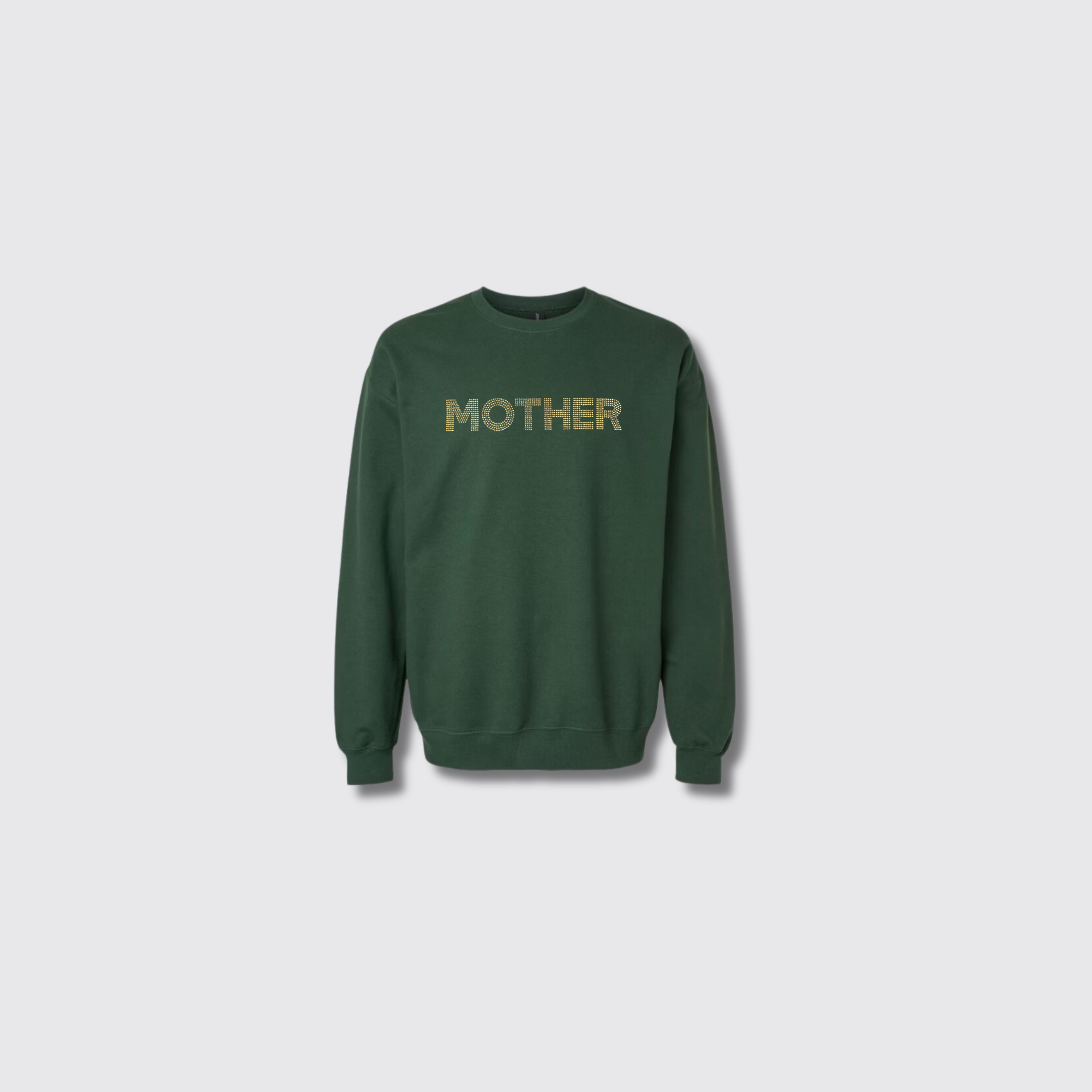 mother gold rhinestones forest green crewneck sweatshirt