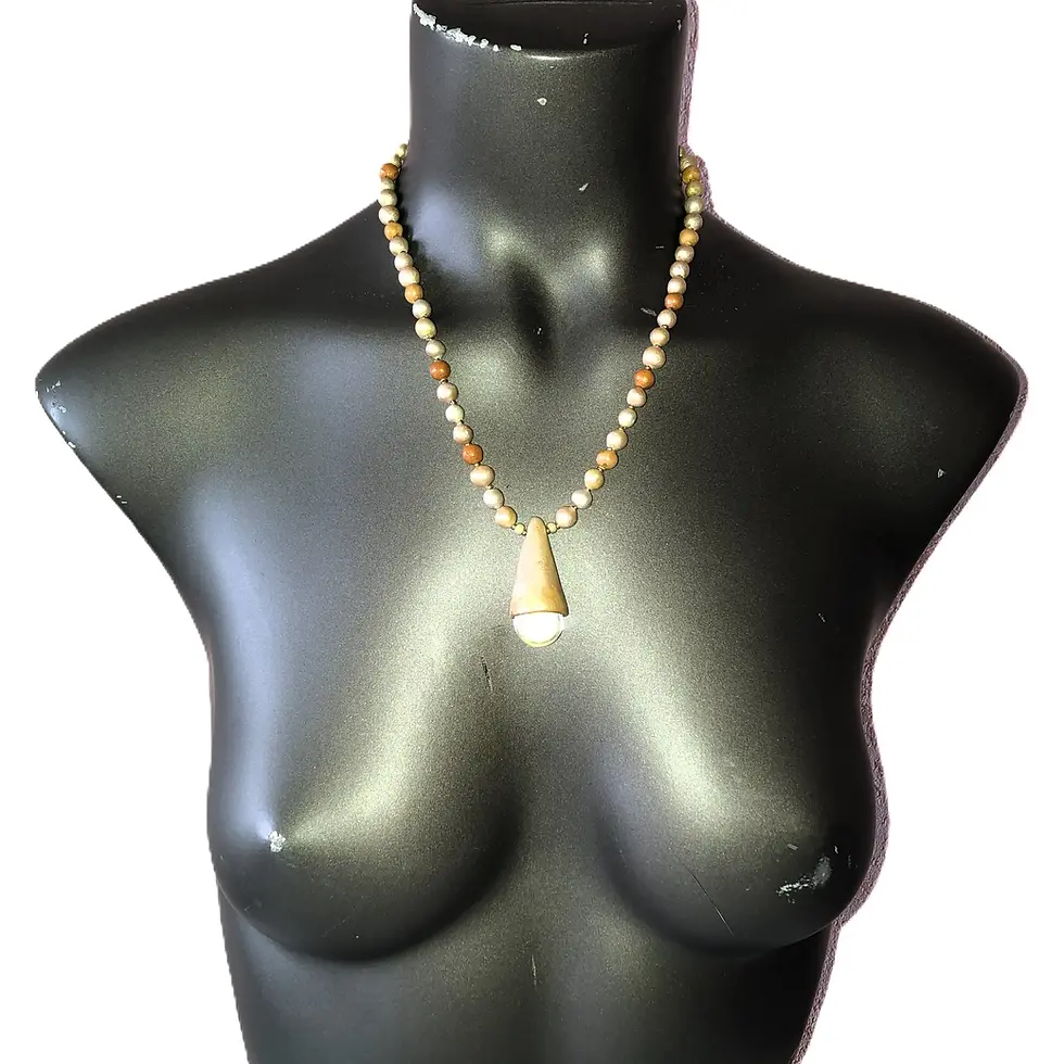 Miniatura: Collier perles céramiques et pendentif personnalisé avec Aura Quartz