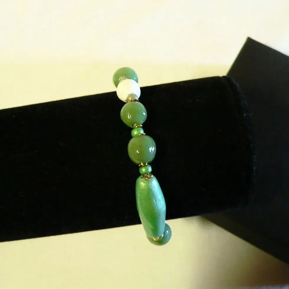 Miniatura: Pulsera de cerámica fina, dúo verde y blanco, hombre/mujer, talla grande