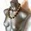 Miniatura: Collar de mujer, cuentas de cerámica, color castaño dorado.