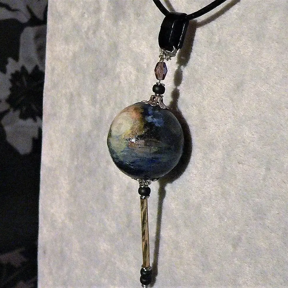 Thumbnail: "Lunar Aura" ceramic pendant on leather lace, personalized painting