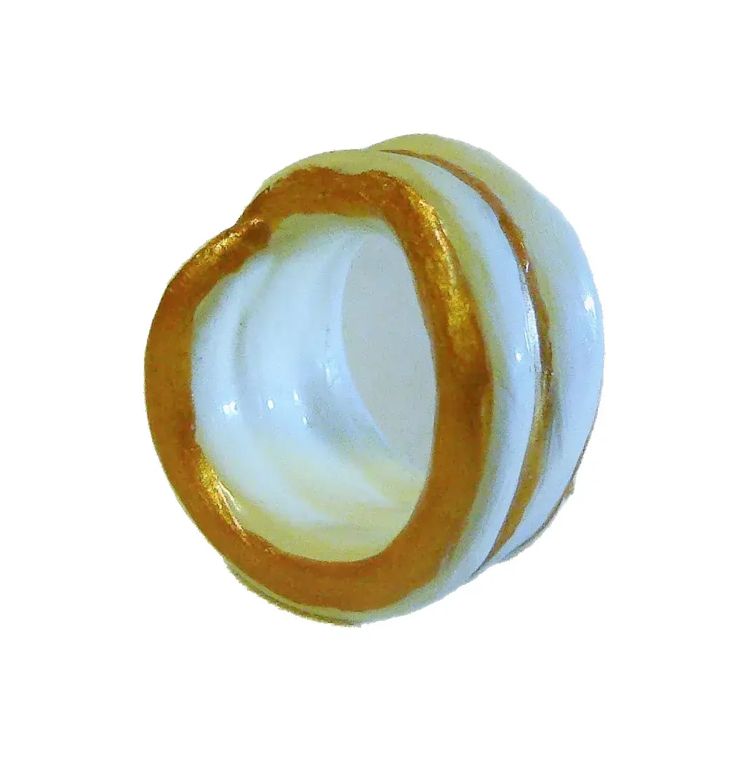 Ornamental ring in enamelled ceramic, white and gold, size 52 French or 6US