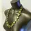 Thumbnail: Long necklace, flat ceramic beads, mystic green