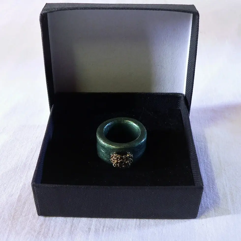 Miniatura: Bague parure bandeau, taille Française 63 ou 10, 5 US vert feuille métallisé,