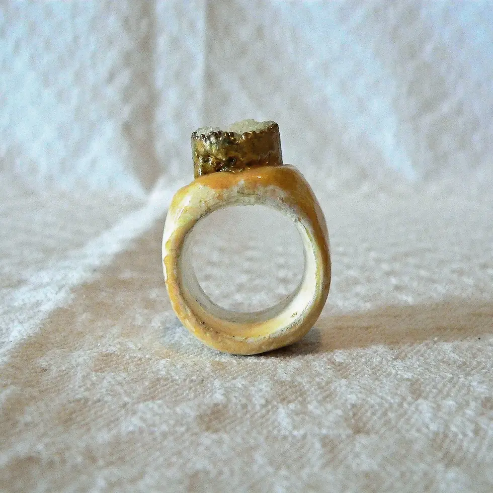 Miniatura: Bague TOTEM céramique, couronne cristaux blancs, taille 66 Fr ou 11,5 US