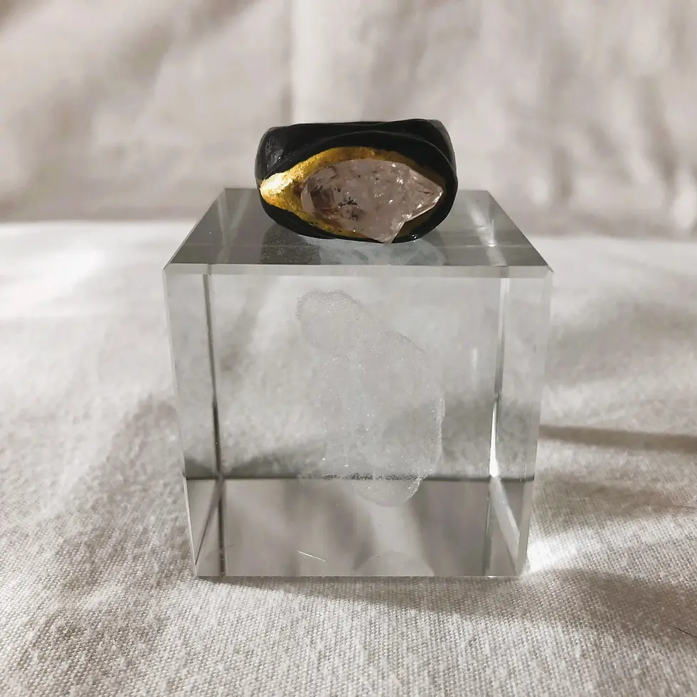 Miniatura: Bague Totem en céramique et diamant d'Herkimer, taille 67 Fr ou 12 US, Starship