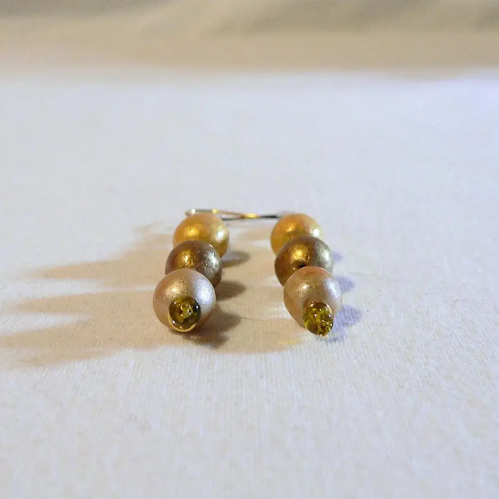Miniature : boucles d'oreilles perles céramiques, classiques, trois nuances solaires