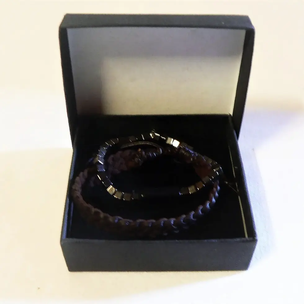 Miniatura: Ensemble bracelet tressé suédine réglable & bracelet sur fil nylon élastique