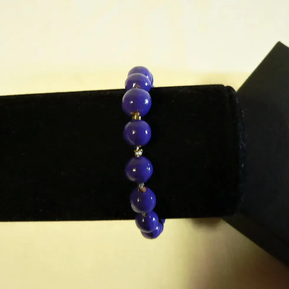 Miniature : Bracelet élastique fin, perles céramiques, violine lavande, taille petit