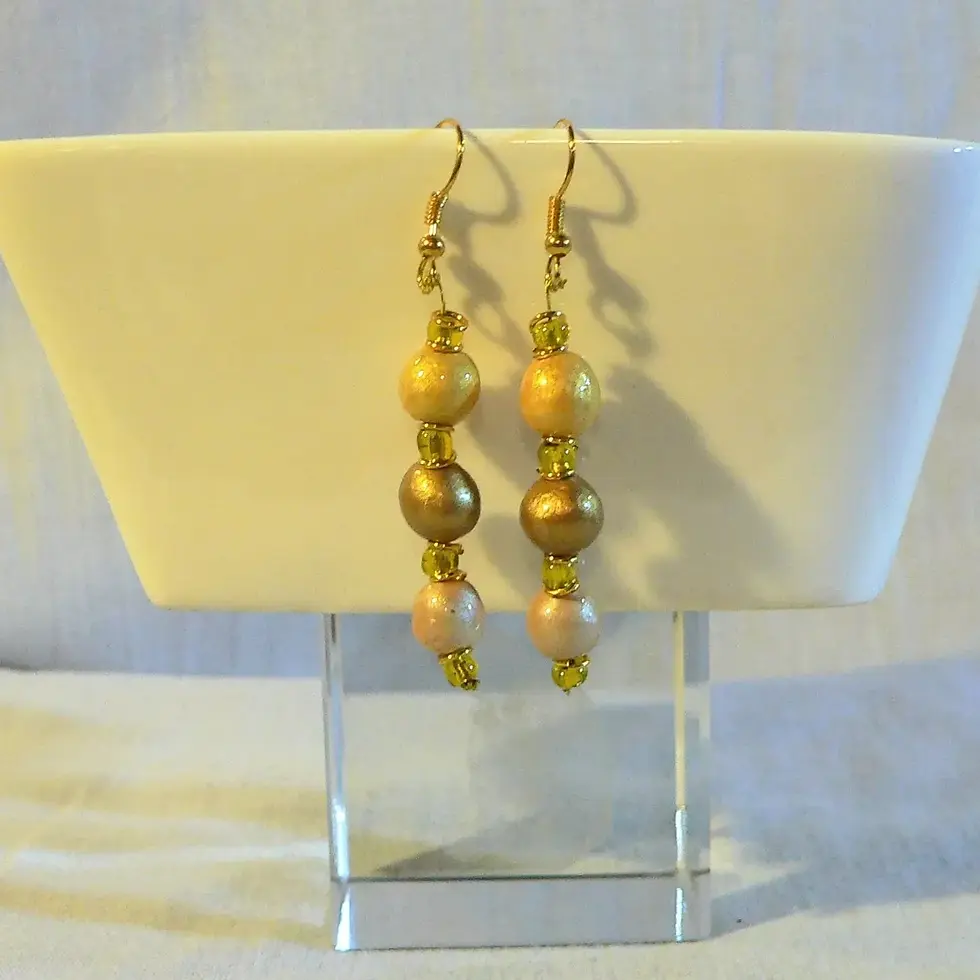 Miniature : boucles d'oreilles perles céramiques, classiques, trois nuances solaires