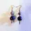 Miniature : Bijou femme : Boucles d'oreilles céramiques, duo charme, bleu lapis et pourpre