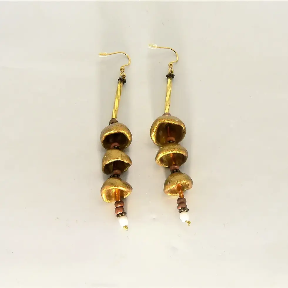 Miniature : Bijou femmes: boucles d'oreilles clochette émaillées, couleur or et rose