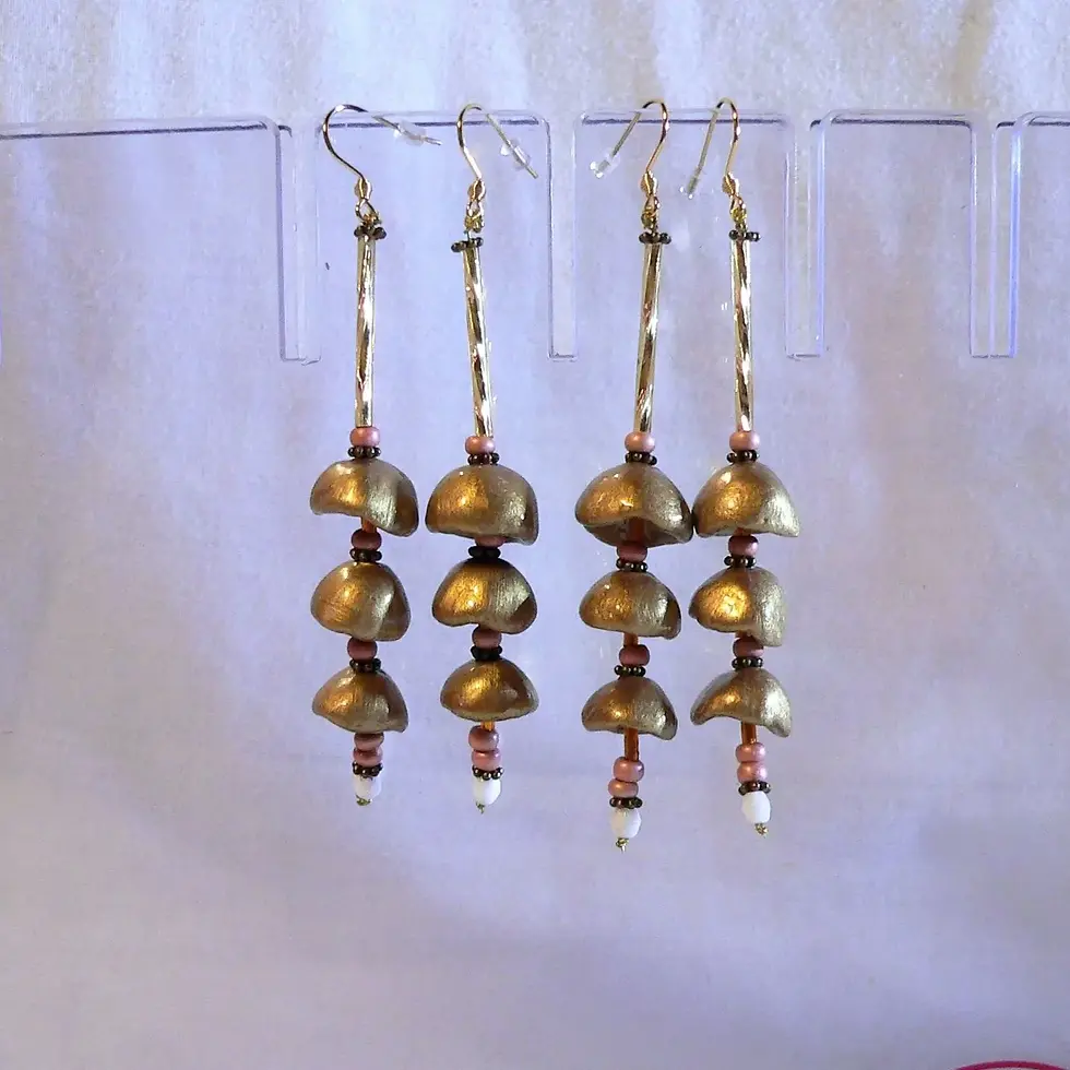 Miniature : Bijou femmes: boucles d'oreilles clochette émaillées, couleur or et rose