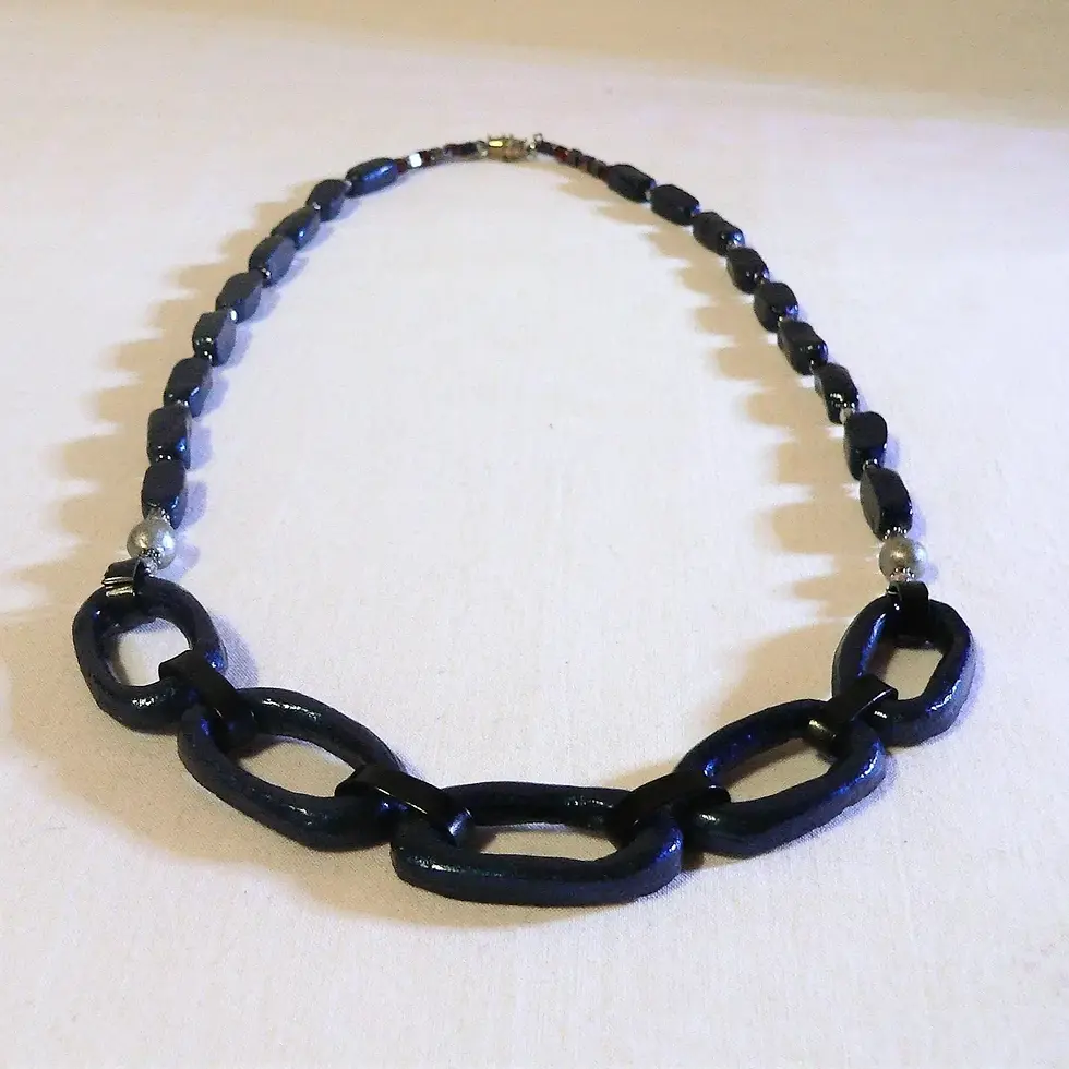 Thumbnail: Women's jewelry: Link necklace, midnight blue color
