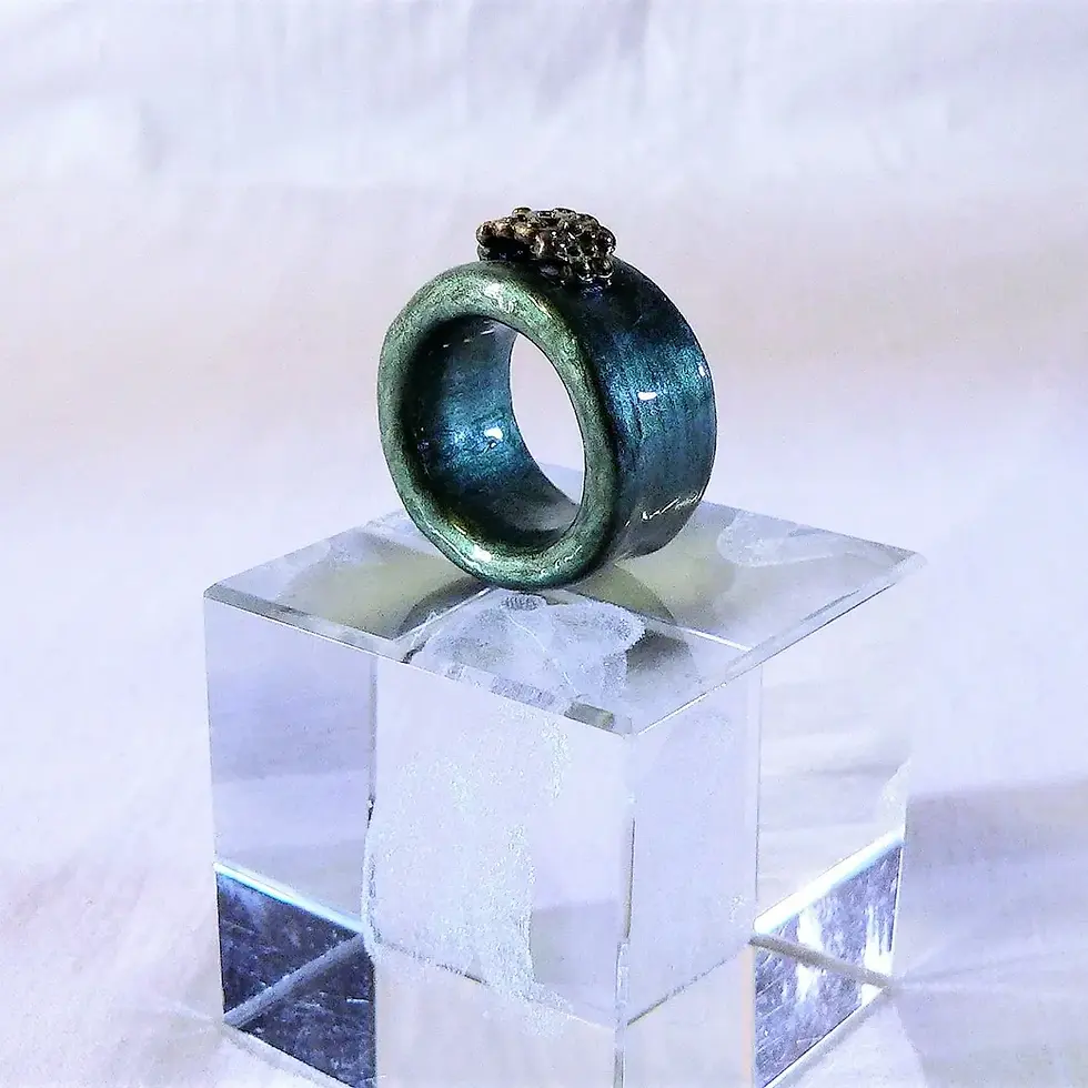 Miniatura: Bague parure bandeau, taille Française 63 ou 10, 5 US vert feuille métallisé,