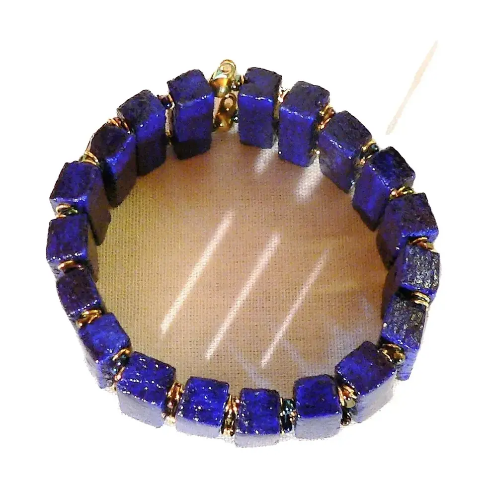 Thumbnail: Cuff bracelet, ceramic bar bead, lapis blue color, small