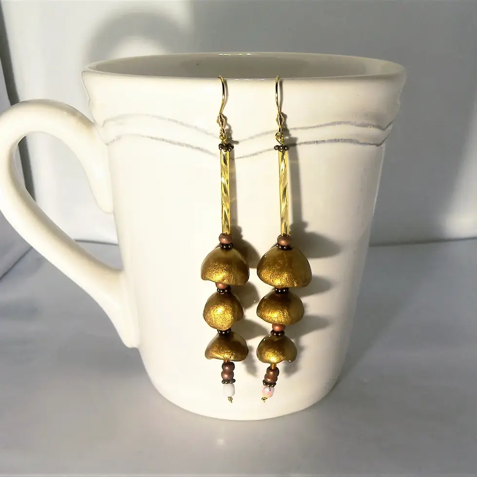 Miniature : Bijou femmes: boucles d'oreilles clochette émaillées, couleur or et rose