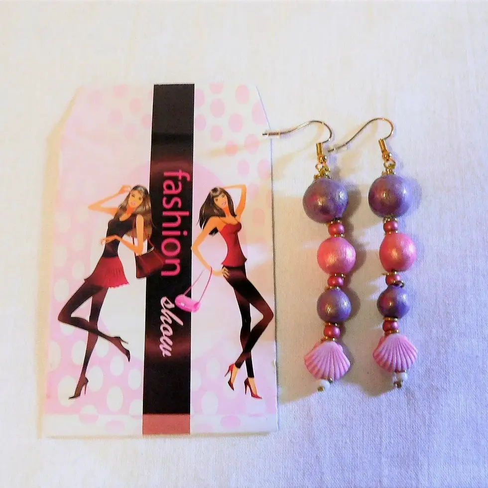 Miniatura: Joyas para mujer: Pendientes de cerámica, violeta y rosa.