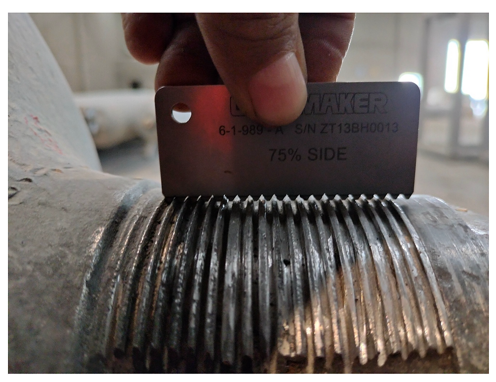 Figure 5: Example DOT cylinder remaining thread measurement to support neck thread inspection and acoustic emission testing.
