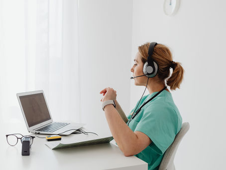 female doctor on a video call