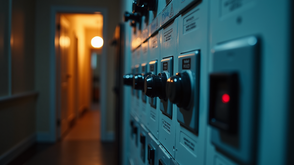 Eye-level view of a well-lit residential electrical panel