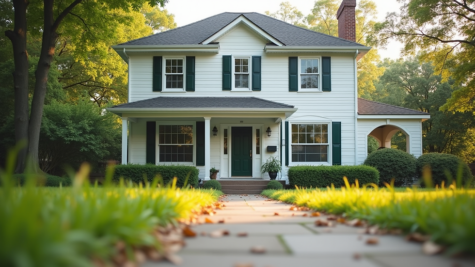 Eye-level view of a freshly painted home exterior