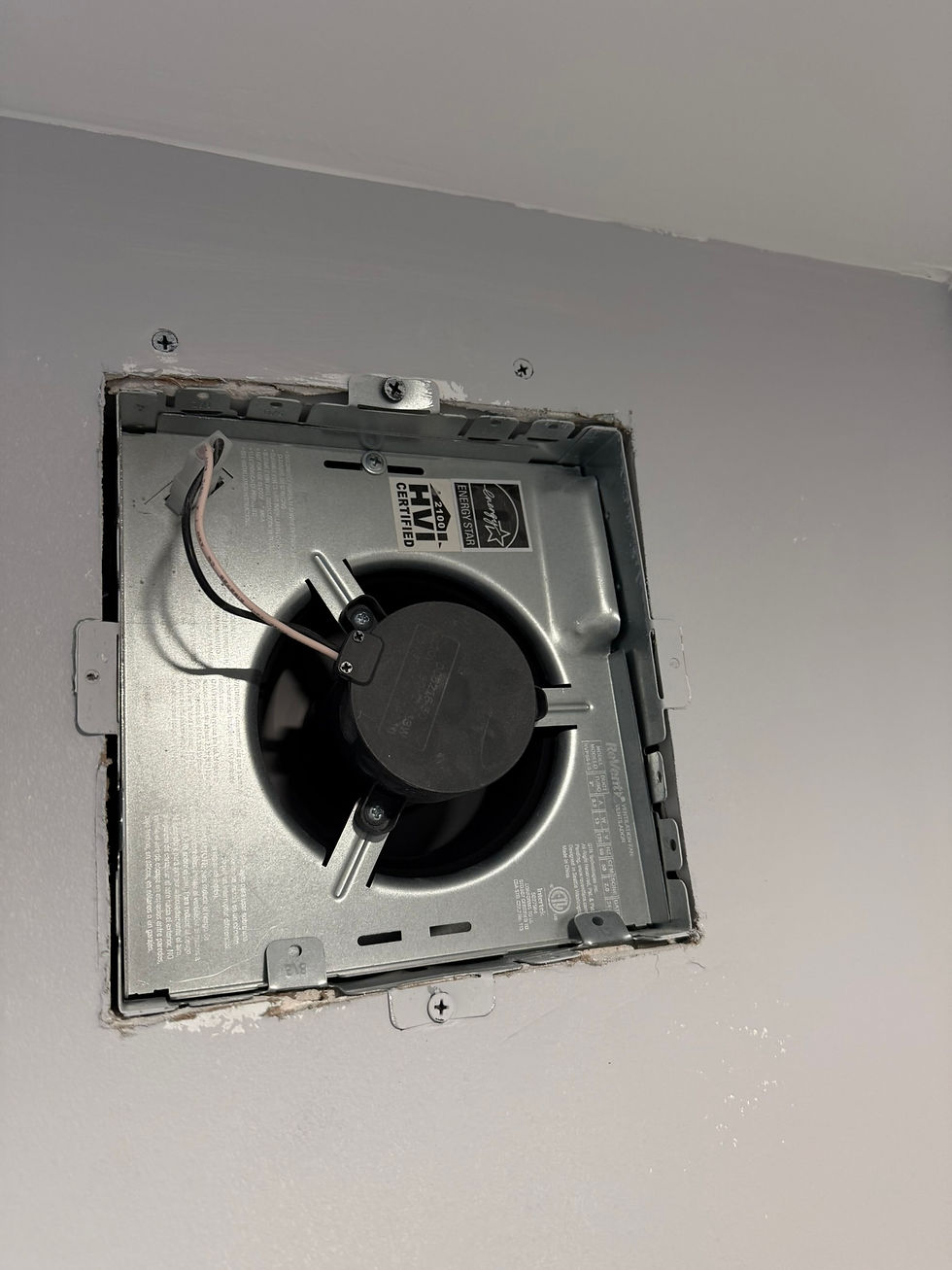 exhaust fan installed