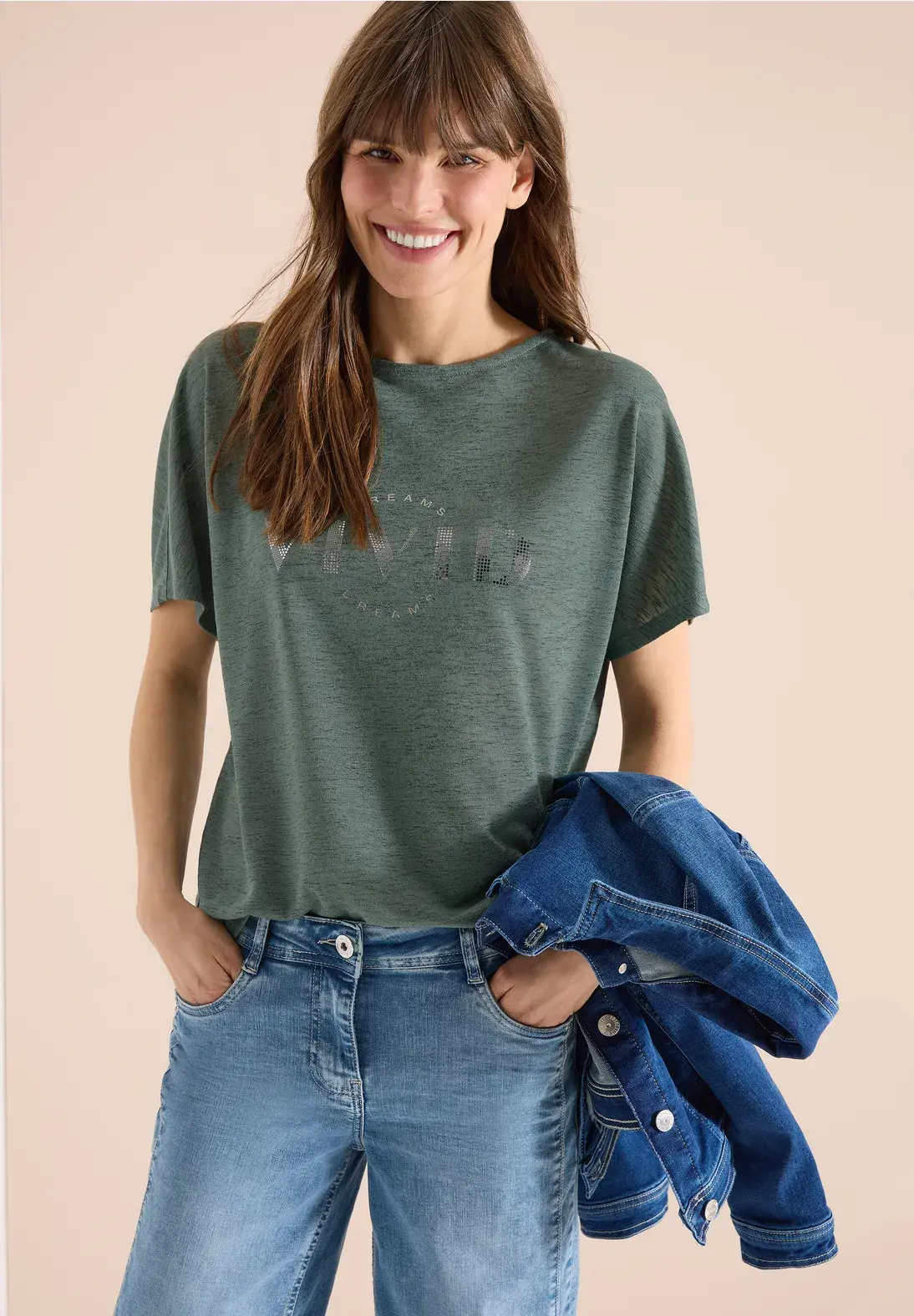 T-shirt kaki linnenlook Cecil