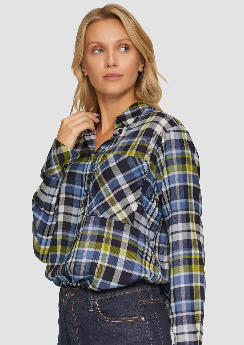Geruite overhemdblouse van een viscosemix s. Oliver