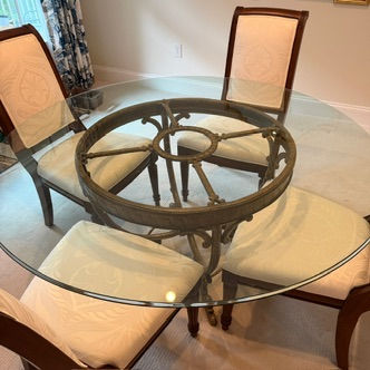 Thumbnail: Glass Top Table and 4 Ethan Allen Dining Chairs