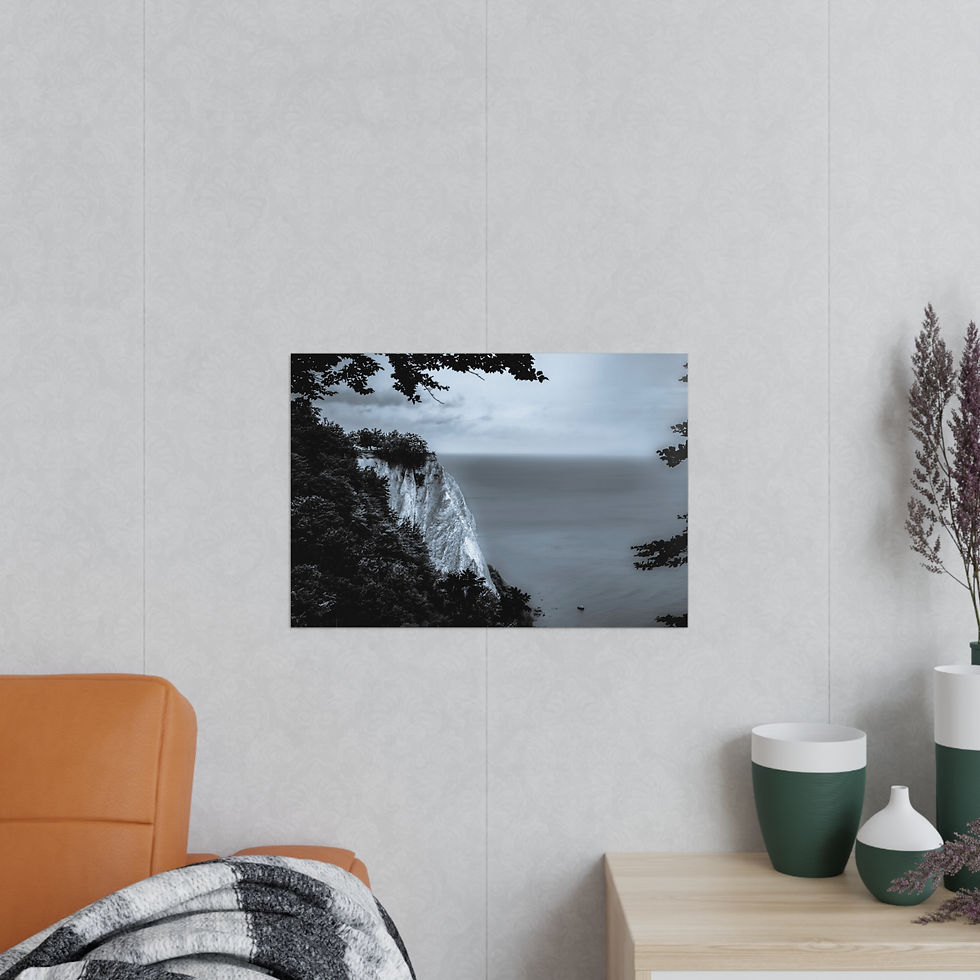 Miniaturbild: Coastal Cliff Photopaper Poster – Moody Black & White Seascape Wall Art
