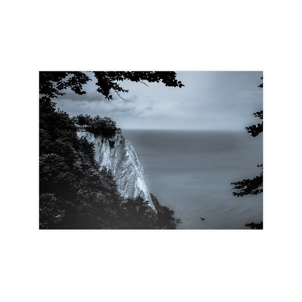 Miniaturbild: Coastal Cliff Photopaper Poster – Moody Black & White Seascape Wall Art