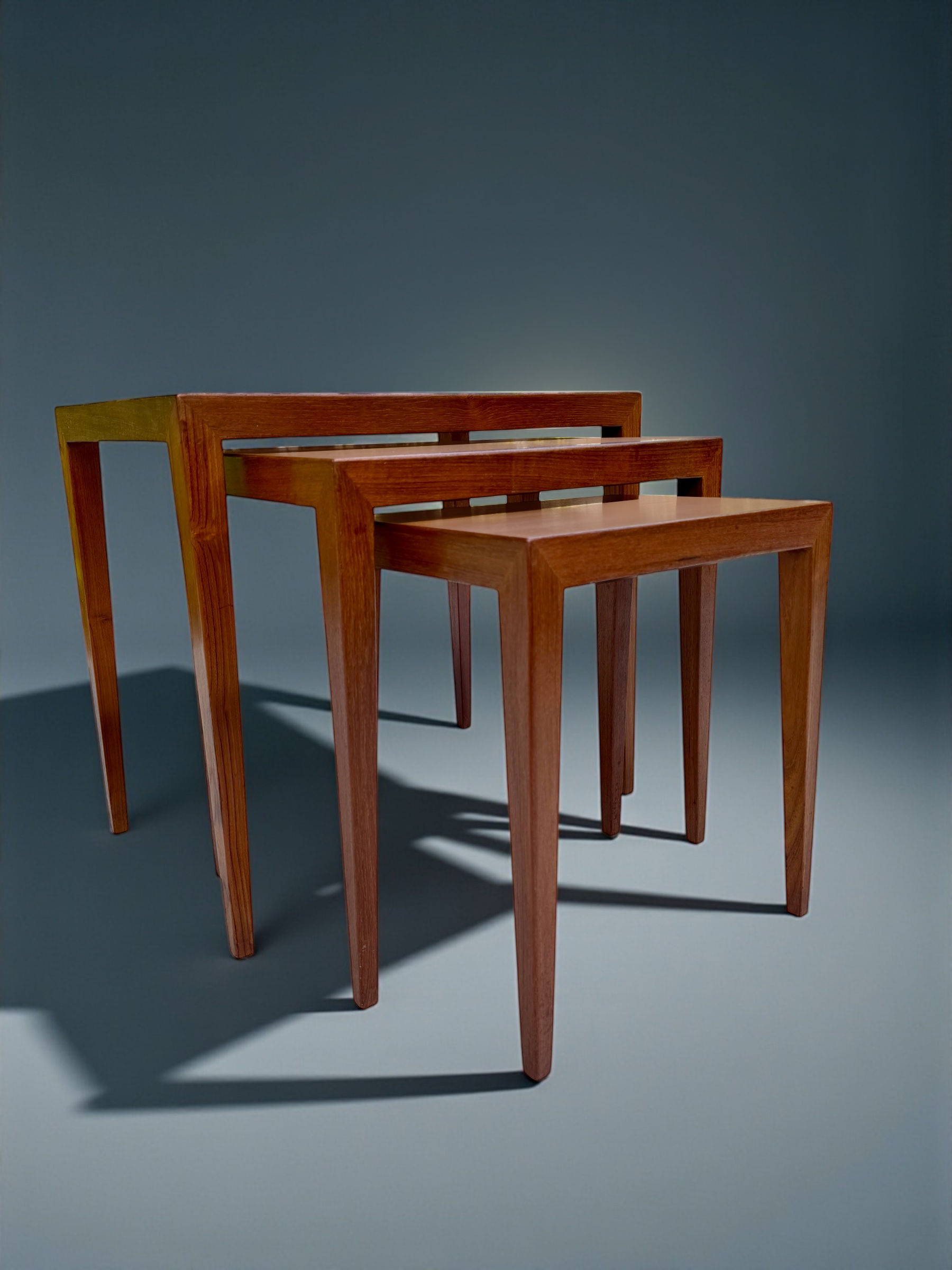 Severin Hansen Teak Nesting Tables for Haslev Mobelfabrik, Denmark 1960's