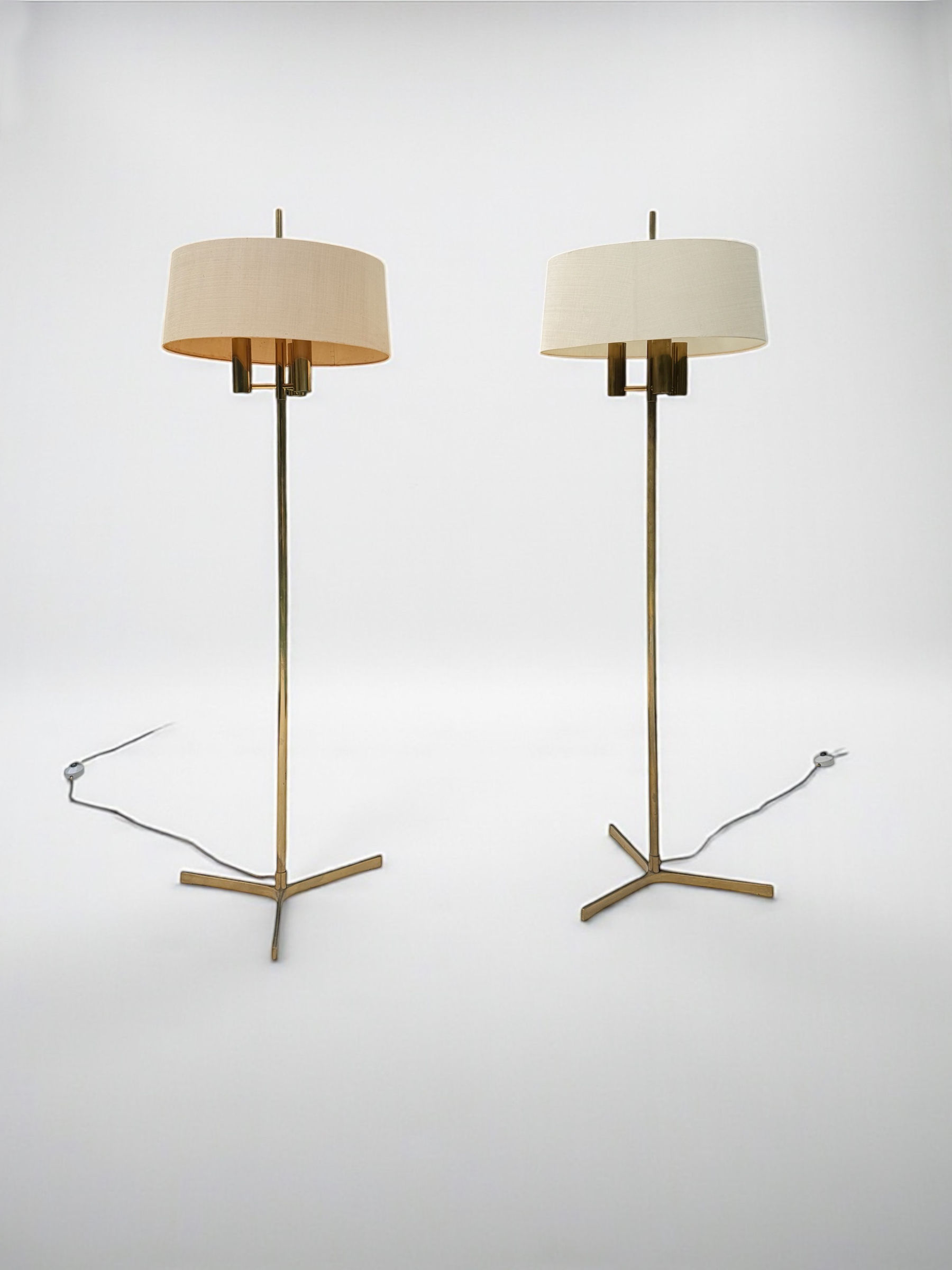 Svend Aage Holm-Sorensen Pair of Brass Floor Lamps, Denmark 1950's